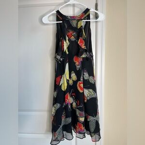 SINGLE LA 100% Silk Black Butterfly Dress